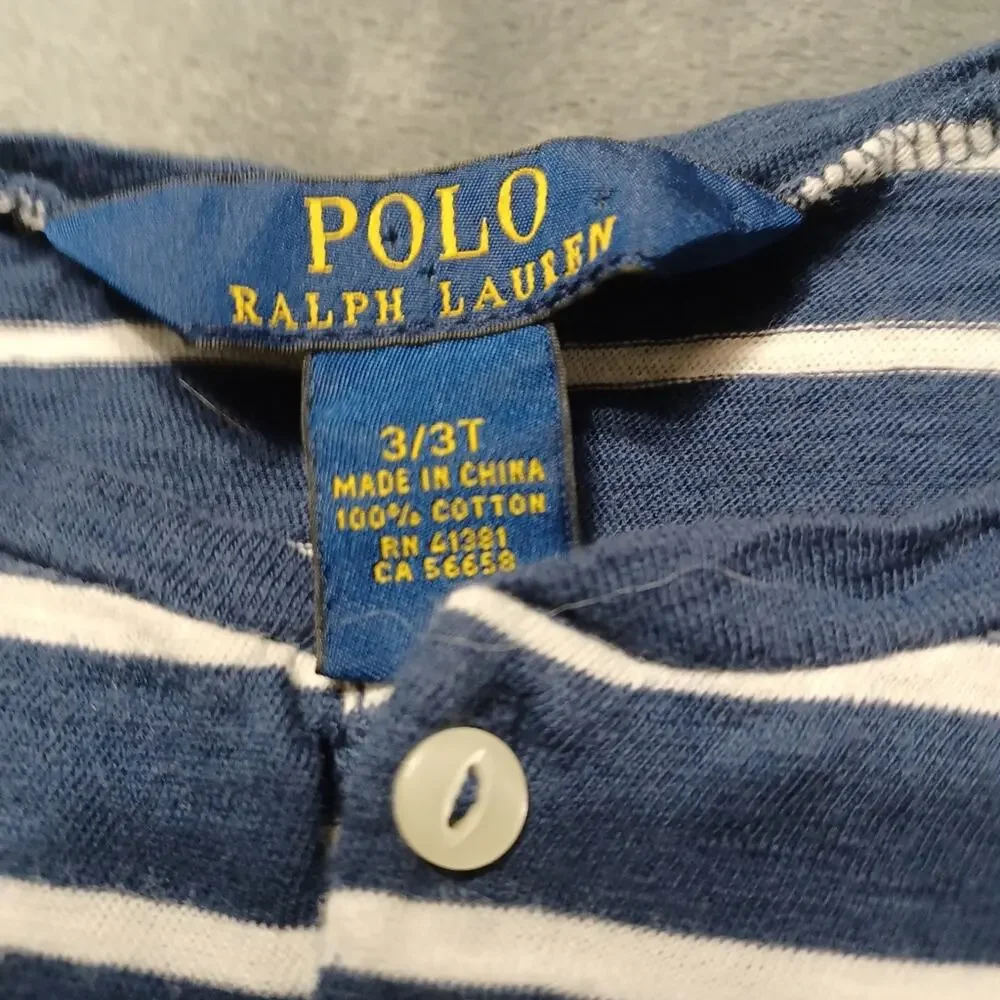 POLO RALPH LAUREN GIRLS 3T‎ STRIPED TERRY ROMPER Blue